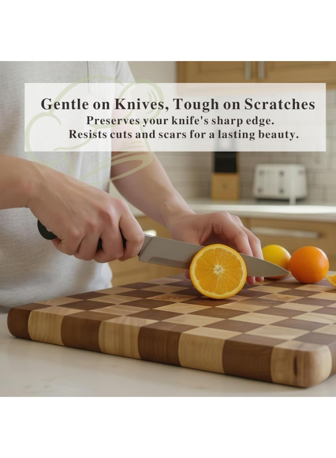 Bamboo Chopping Board for Kitchen with Metal Handle – Premium Natural Bamboo Cutting Board for Vegetables, Meat and Fruits – Heavy Duty End Grain / Edge Grain Wooden Cutting Board Knife Friendly – Eco-Friendly Recyclable Biodegradable Bamboo Board – Thick Non-Slip Kitchen Cutting Board and Elegant Cheese & Charcuterie Serving Board 33 x 23 CM - Image 5